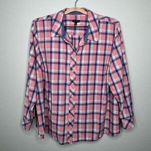 Talbots Petite Women's Classic‎ Cotton Crisp Plaid Shirt- Sz 3XP